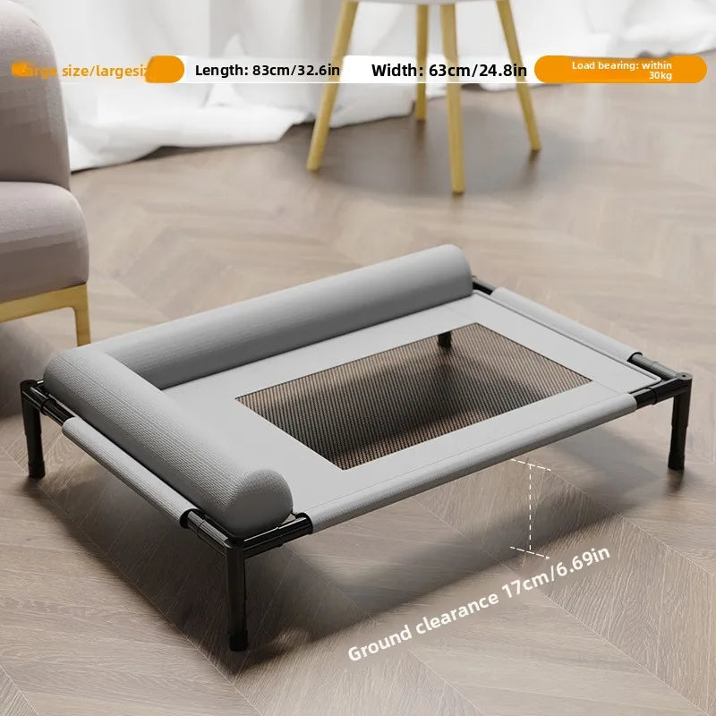 Cama elevada para animais de estimação em malha respirável com travesseiro removível e lavável, à prova de umidade, para cães e gatos de porte médio e grande, para todas as estações.