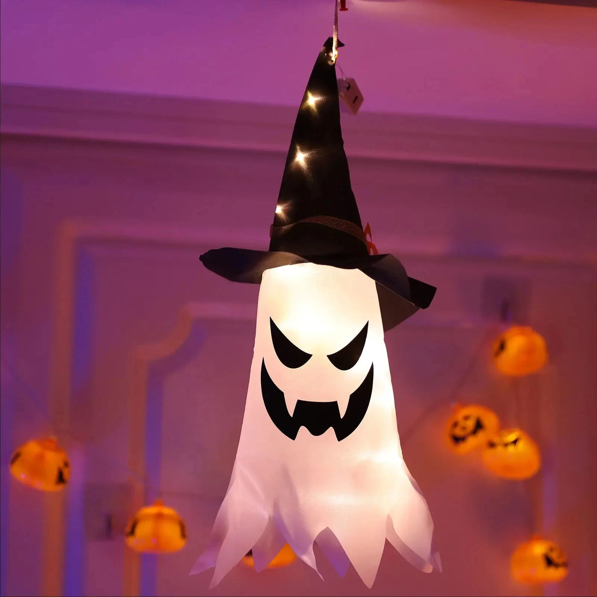 Luzes de Cordão em Forma de Chapéu de Bruxa para Halloween, Luzes LED Quentes/Coloridas, Decoração Brilhante para Jardim, Árvore, Festa e Decoração de Casa - Kasa & Pet
