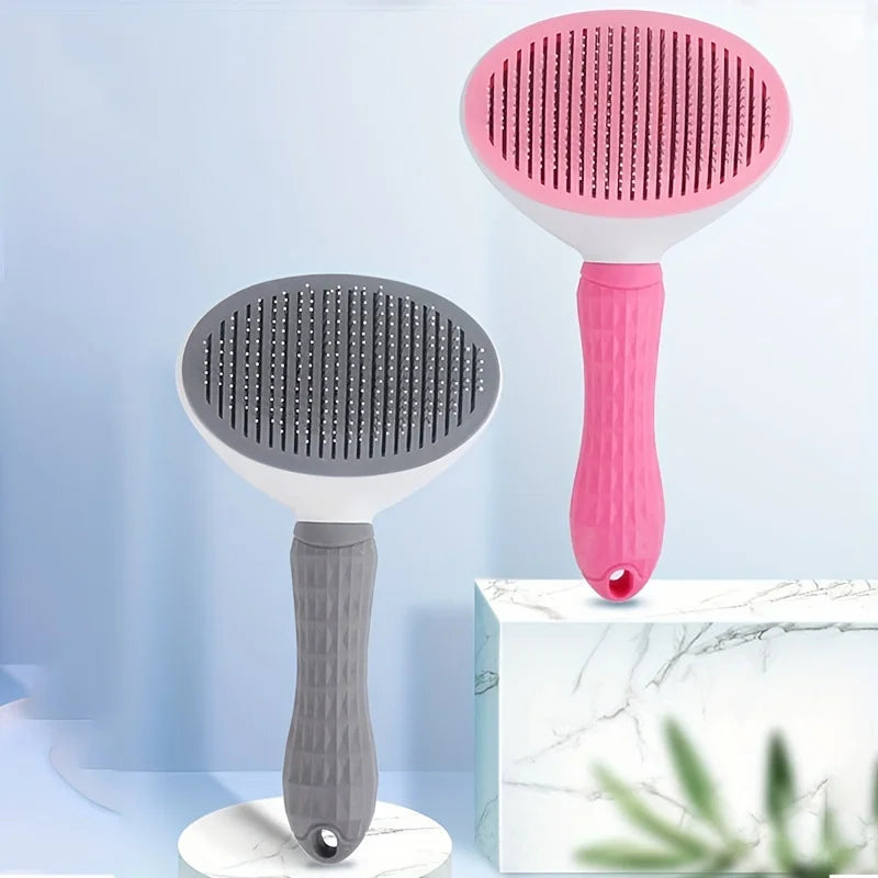 Pente de remoção de pelos de animais de estimação com um clique para preparação sem esforço de cães e gatos - Escova flutuante para remoção de pelos com função automática