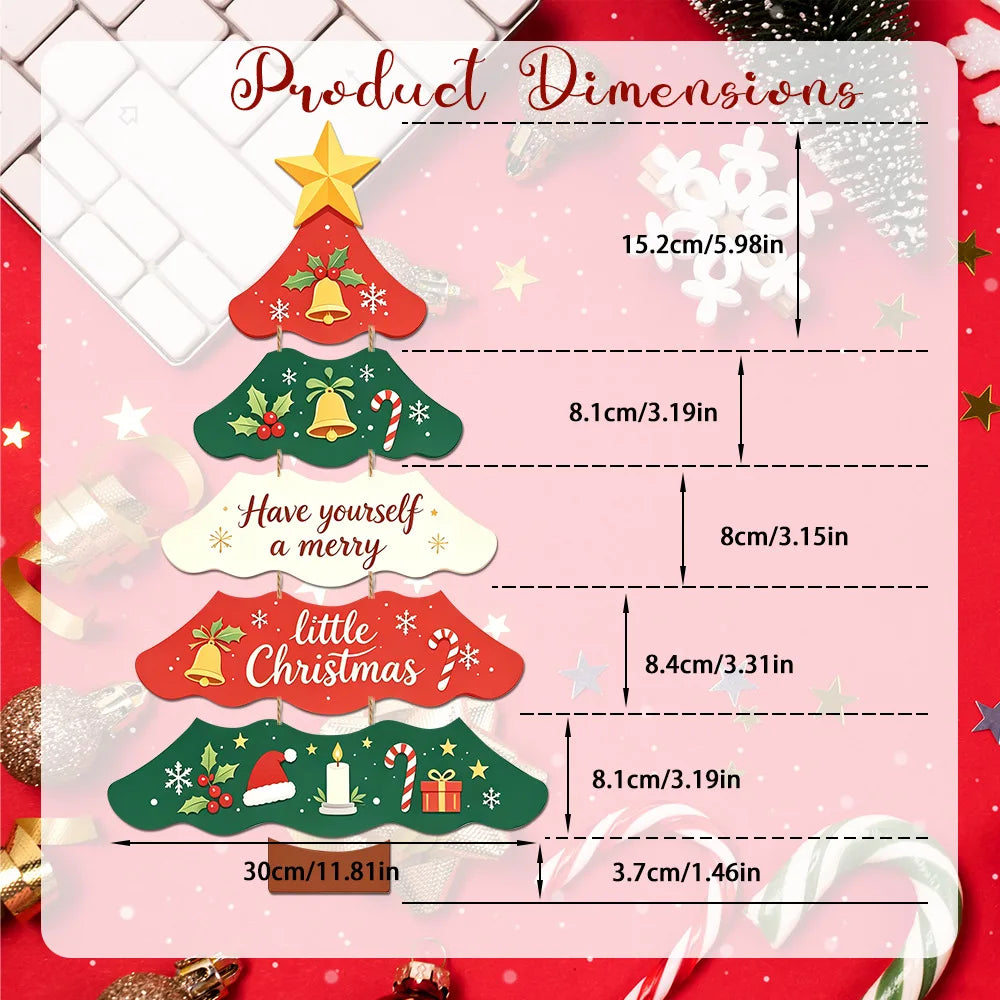 Enfeite de Papel para Árvore de Natal, Placa Festiva para Pendurar na Porta ou Parede, Decoração de Natal para Varanda, Janela, Casa e Festa
