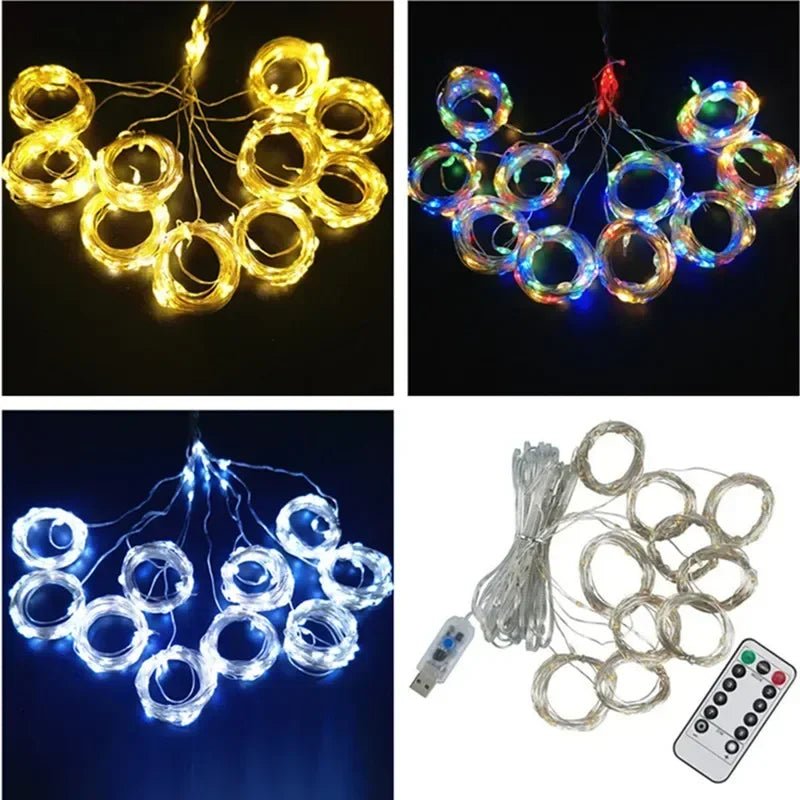 Decoração de casa de natal usb 8 modos luzes guirlanda de fadas led cortina luzes da corda com controle remoto para o quarto casamento