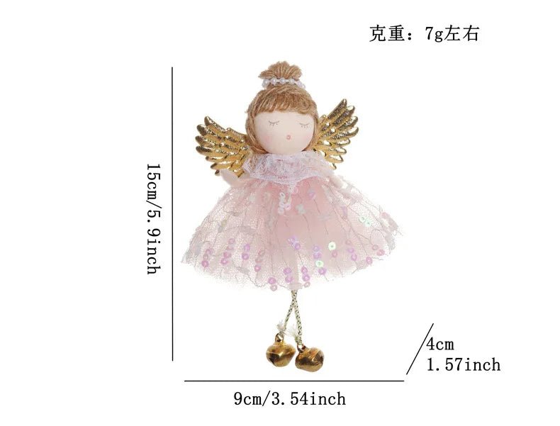 Natal Pendurado Malha Sequin Saia, Anjo Xmas Árvore Pingente Enfeites, Decoração de Casa, Noel, Presentes, 2022