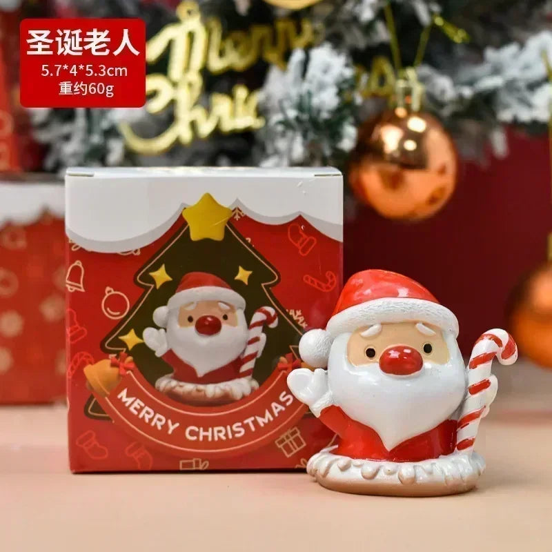 Série de natal artesanato resina animal festa criativa mini árvore de natal velha menina crianças bonito presente decoração para casa suprimentos decoração