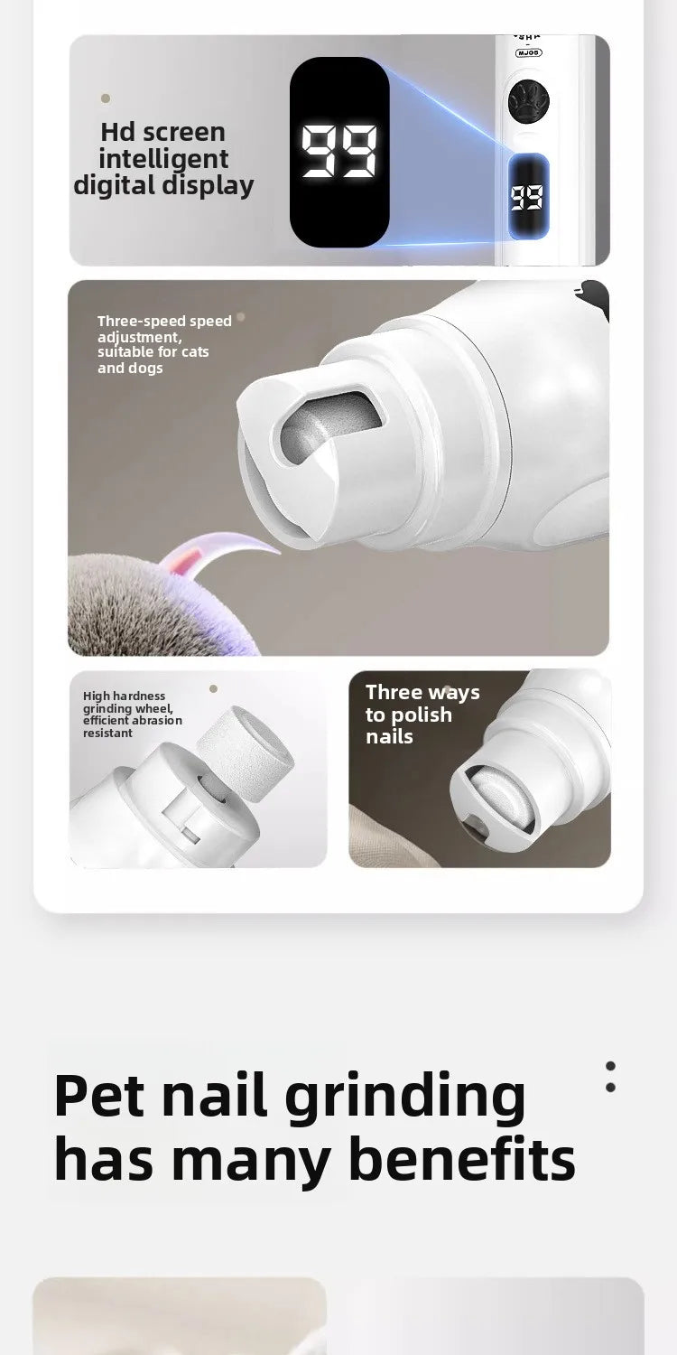 Grande Cortador de Unhas Elétrico para Animais de Estimação, Lixadeira de Unhas para Cães e Gatos, Aparador de Unhas para Higiene e Limpeza de Pets