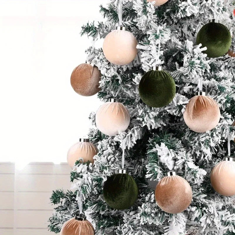 15 peças de Bolas de Veludo para Decoração de Árvore de Natal, Enfeites de Natal para Festas de Família, Casamentos e Decoração de Árvore de Natal