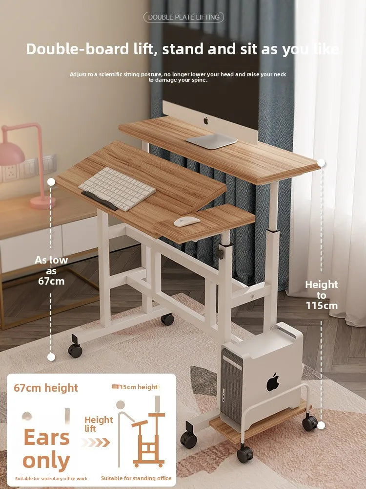 Mesa de computador móvel moderna, mesa de escrita elevatória, mesa de pé dobrável, mesa de cabeceira para quarto, mesa pequena individual, durável.