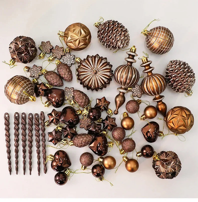 Conjunto de Bolas de Natal com Formatos Variados, Enfeites de Natal Inquebráveis para Pendurar, Bolas, Donuts, Gnomos, Pinhas, Decoração de Natal para Casa