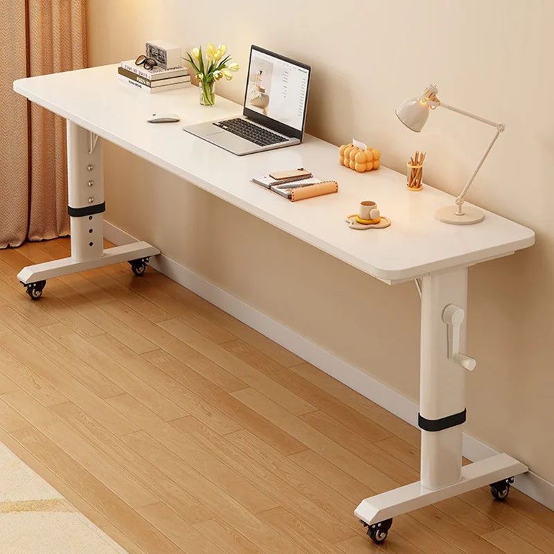 Mesa para laptop com cama ajustável e rodas |   Mesa de computador com rodinhas para móveis de quarto |   Mesa de madeira maciça com manivela manual