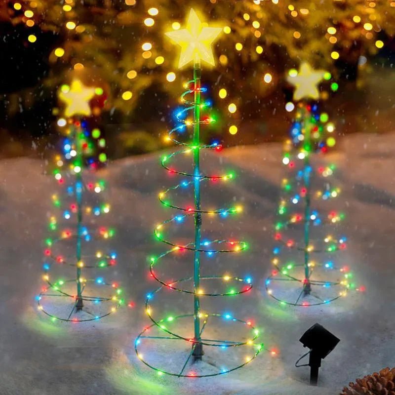 Natal luz solar led luminosa árvore de natal ornamento ao ar livre à prova dwaterproof água lâmpada decorativa corda festival decorações do jardim
