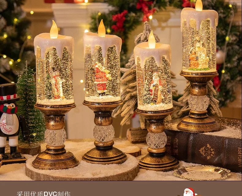 Crystal Snow Candles Lights para Decorações de Natal, Scene Layout, Holiday Gifts, Children's Birthday Gifts
