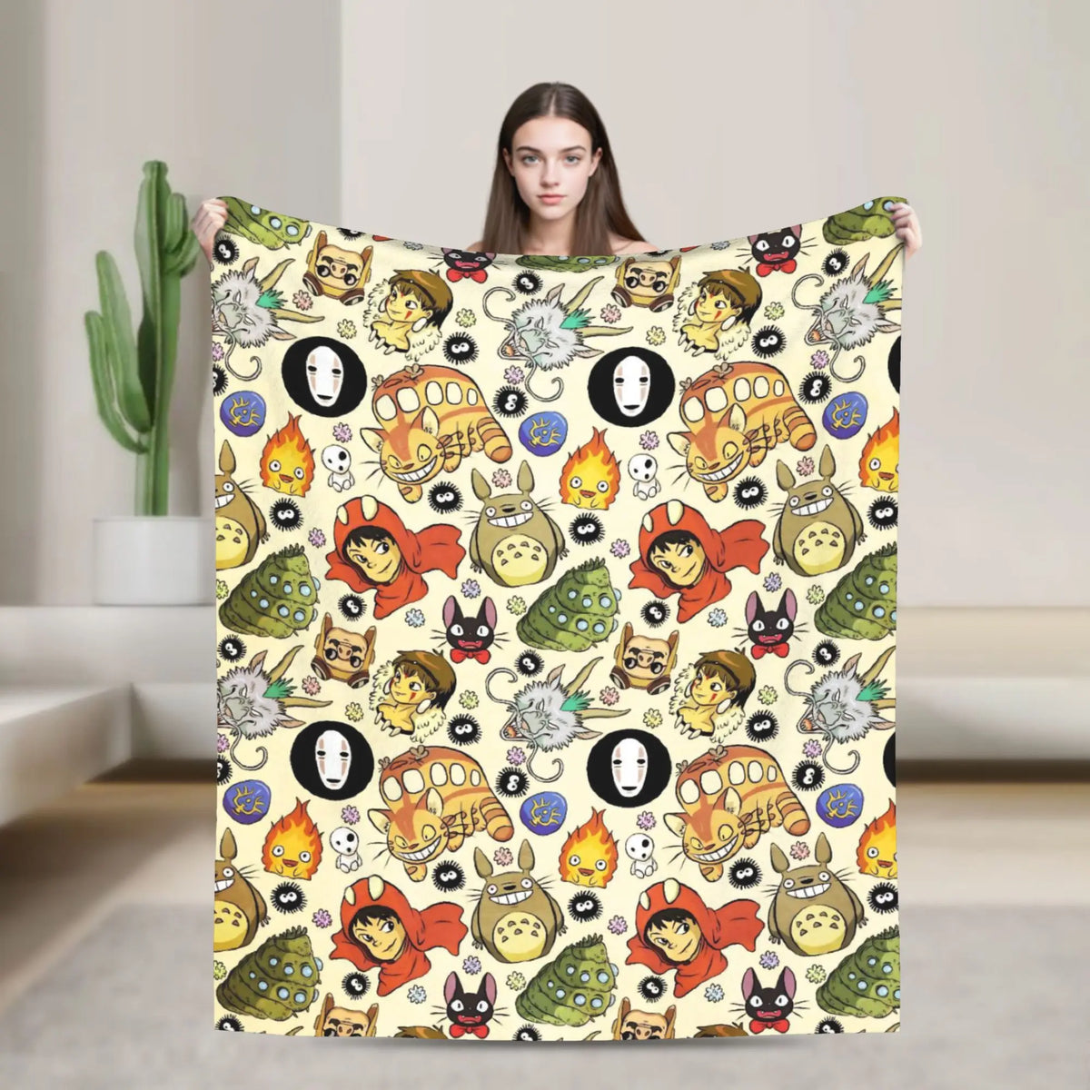 Susuwatari fuligem sprites m-monoked cobertores flanela primavera/outono sempre princesa lance cobertor para cama quarto colcha