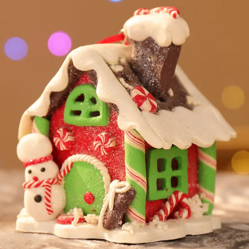 Tema de natal led pingente boneco de neve gengibre papai noel luz casa cerâmica macia pendurado árvore casa decoração festa de ano novo