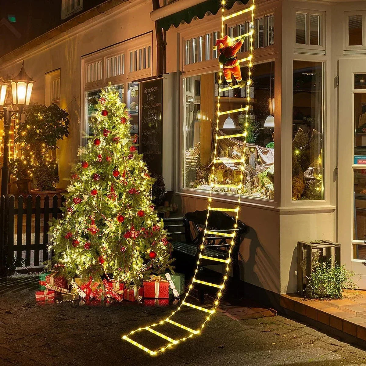 Decoração de natal 2025 papai noel escada de escalada decoração do quarto casa jardim ao ar livre árvore cristmas ornamento presente led