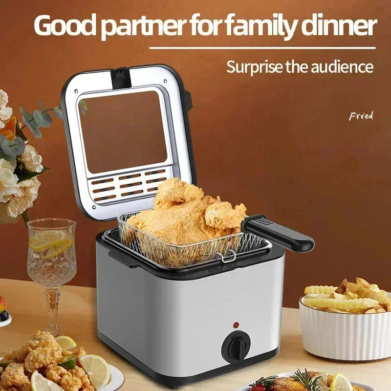 110v 220v 1000w 2.5l casa multi funcional fritadeira elétrica óleo batatas fritas asas de frango lanche máquina