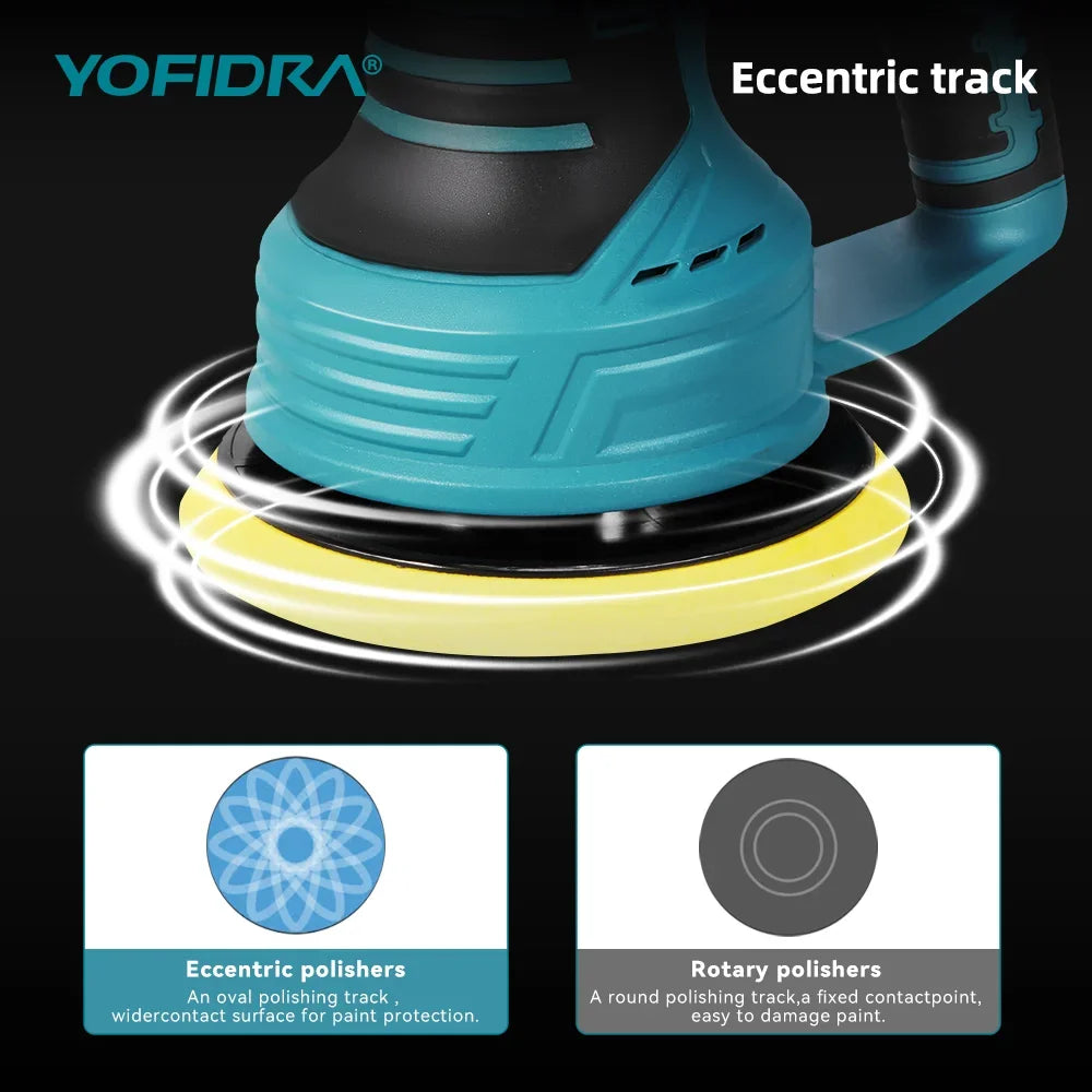 Polidora Automotiva Sem Fio YOFIDRA com 8 Velocidades Ajustáveis, Ferramenta Elétrica para Polimento, Lixamento e Selagem, Compatível com Bateria Makita 18-21V