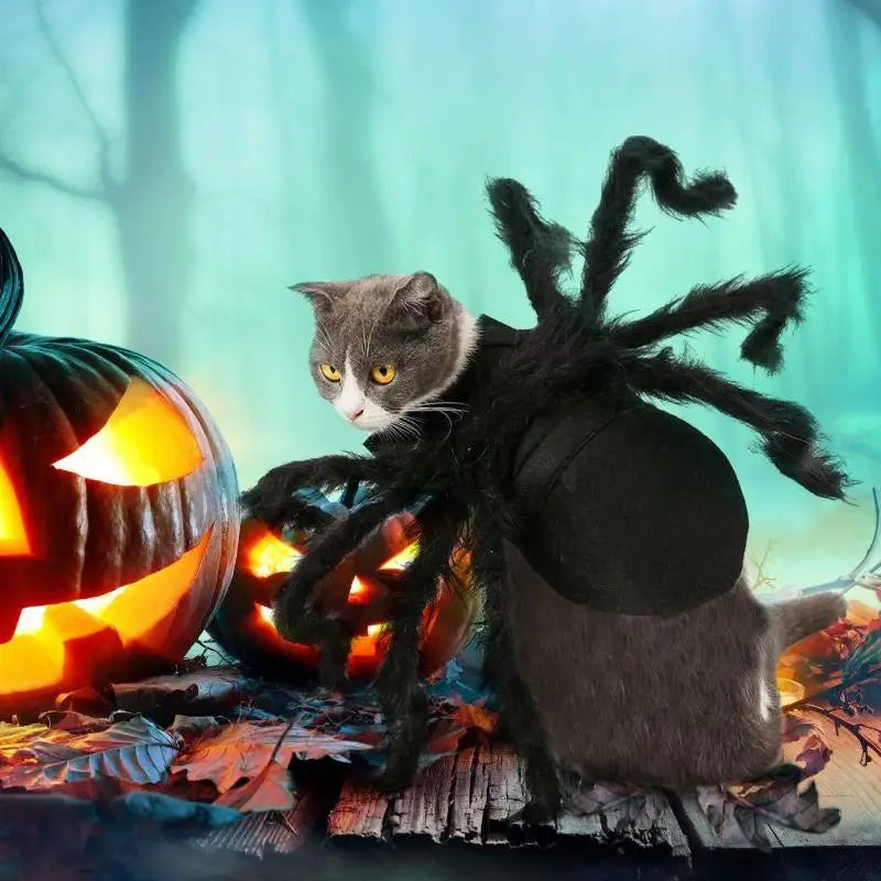 Novo # Fantasia de Halloween para Cães e Gatos, Traje de Aranha, Roupa de Transformação, Fantasia Engraçada para Cosplay, Vestido para Cães e Gatos