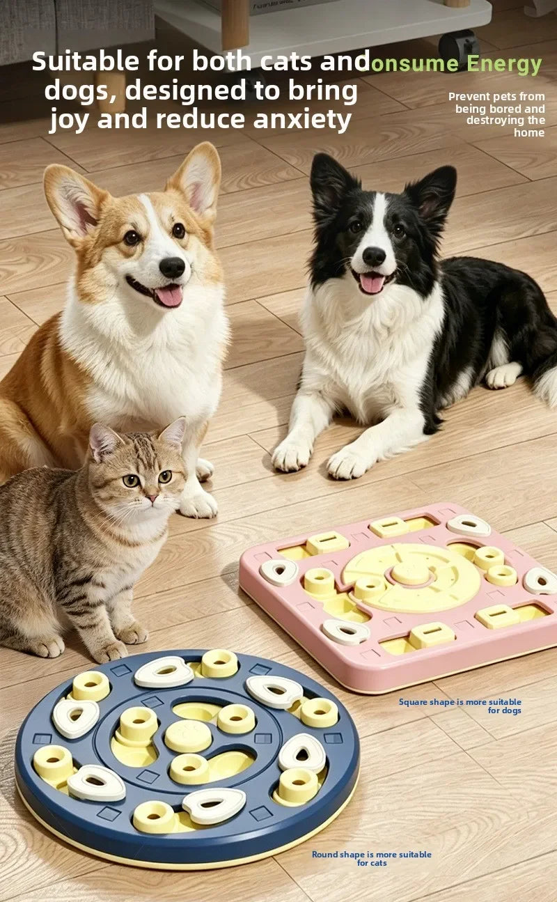 Brinquedo Labirinto Deslizante Multicamadas para Pets: Comedouro Lento, Tabuleiro de Busca de Alimentos, Anti-Engasgo