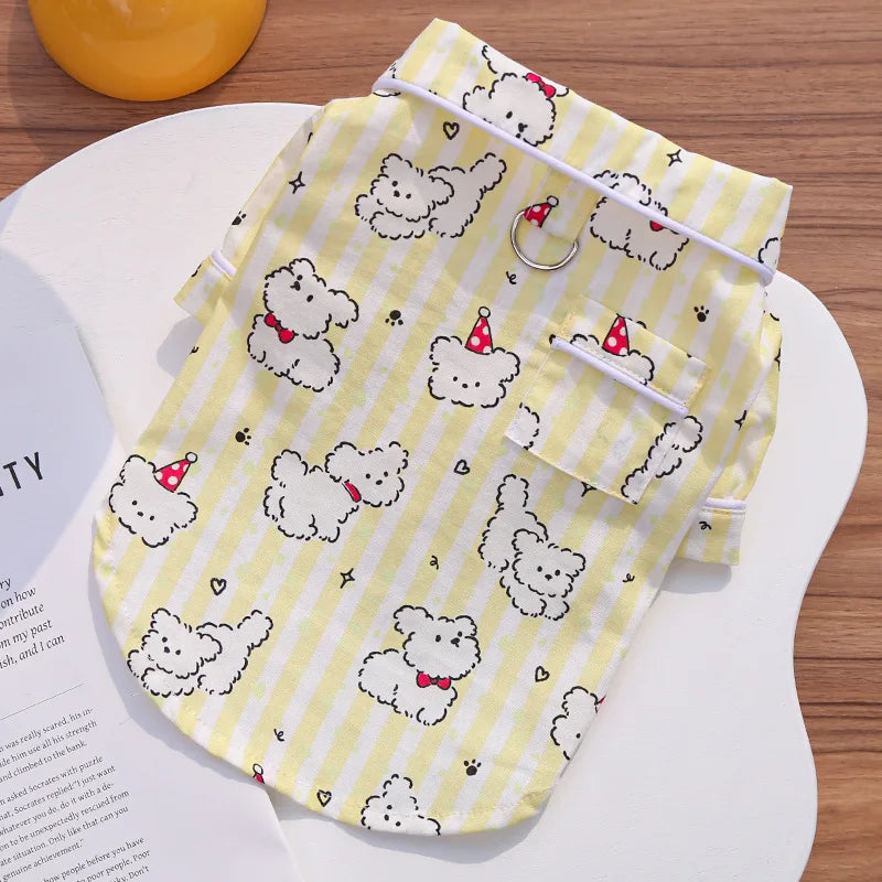 Camiseta de Primavera para Animais de Estimação, Roupa de Uma Peça para Cães, Colete para Atividades ao Ar Livre, Pijama para Cães Pequenos