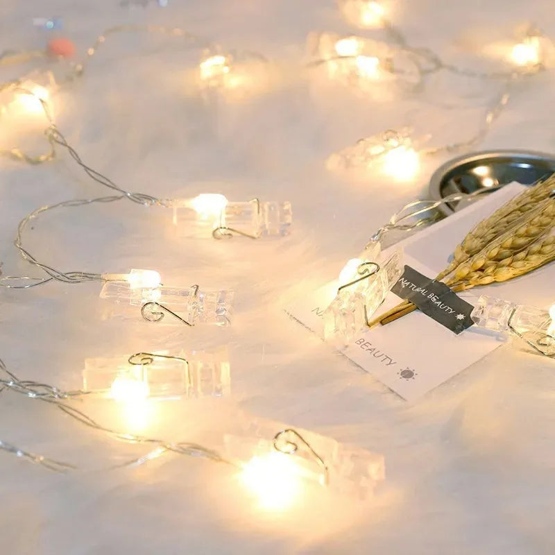 Luzes de Fada LED com Clipes para Fotos, 10 LEDs e 20 LEDs para Decoração de Natal e Presentes de Dia dos Namorados
