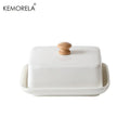 Prato de Manteiga de Cerâmica com Tampa, Caixa Retangular Selável para Armazenamento de Queijo, Elegante e de Alta Qualidade para Cozinha e Restaurante