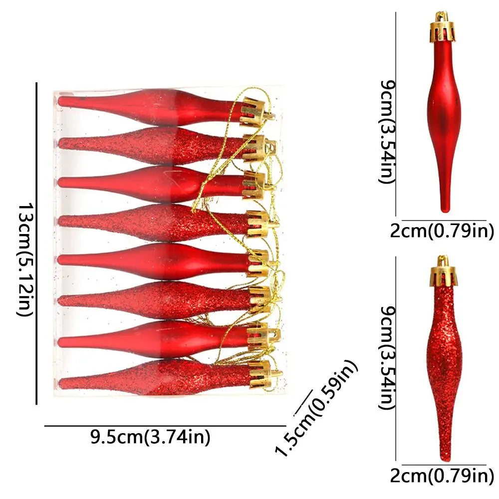 8 pçs 9cm pingentes de bola de natal em forma de doces galvanizado natal pendurado sorvete plástico feliz natal decoração