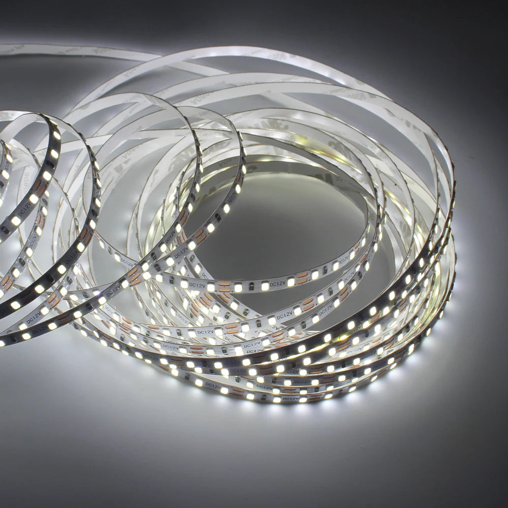 Fita de LED 12V 5m SMD 2835 5mm 8mm, Fita Flexível para Iluminação Decorativa Interna