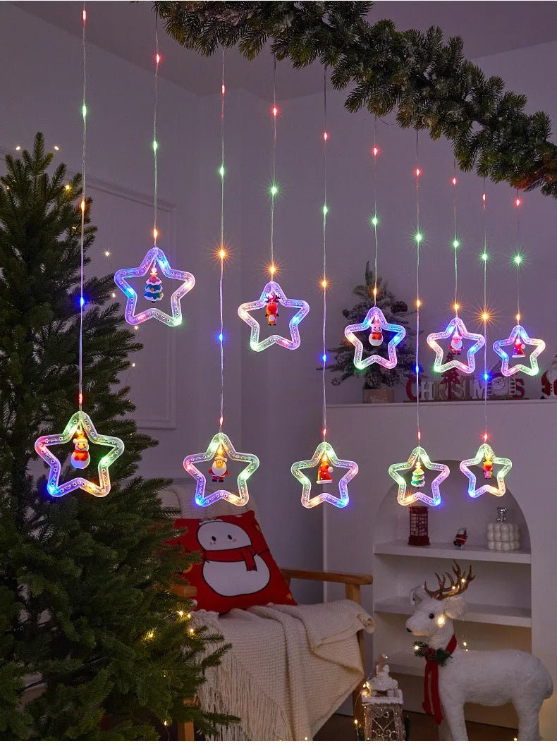 Decoração de lâmpada de janela de natal luzes de cortina de fadas 8 modos de trabalho luzes de corda de árvore de natal para festa de casamento decoração de casa