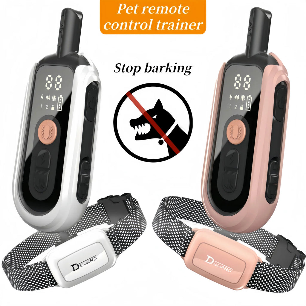 Coleira elétrica de treinamento para cães, à prova d'água, coleira contra latidos para animais de estimação com controle remoto, recarregável, dispositivo antilatido, todos os tamanhos