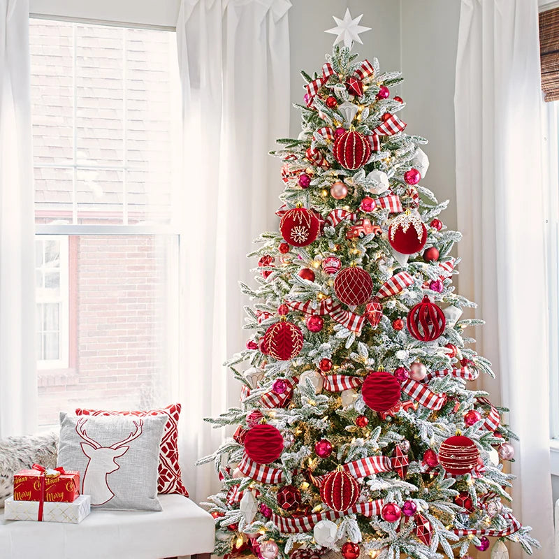 4 pçs 8cm vinho vermelho bola de natal ornamento decoração da árvore de natal esferas pingente textura de veludo bola ano novo decoração para casa