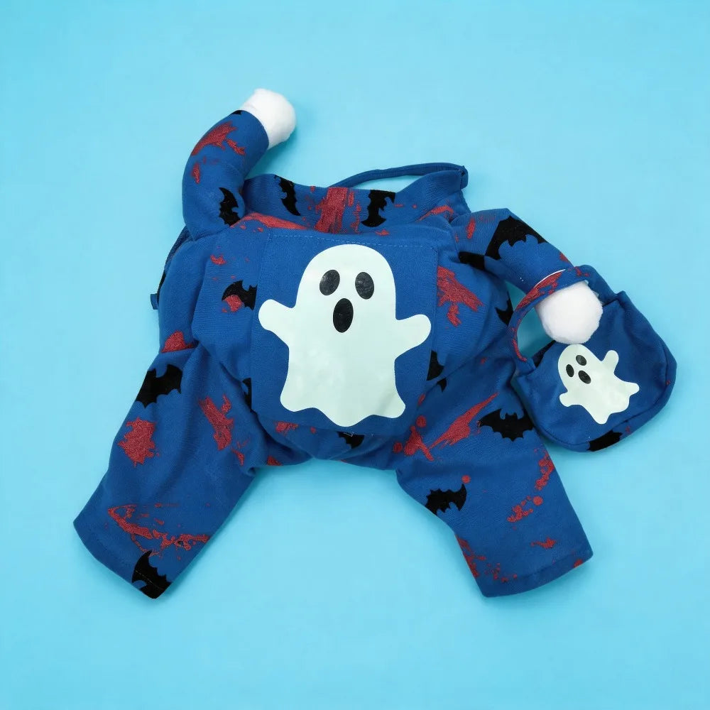 Roupas de Halloween para Cães, Fantasia Engraçada para Animais de Estimação com Fantasma Fluorescente, Vestido Fofo para Cães e Gatos, Conjunto de Roupas Festivas para Festa