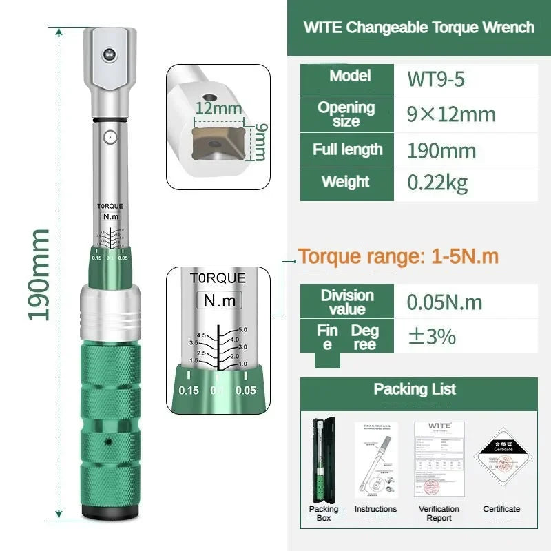 Chave de torque aberta multifuncional, predefinição ajustável, alta precisão, cabeça substituível, chaves de torque, ferramentas manuais profissionais Kasa & Pet