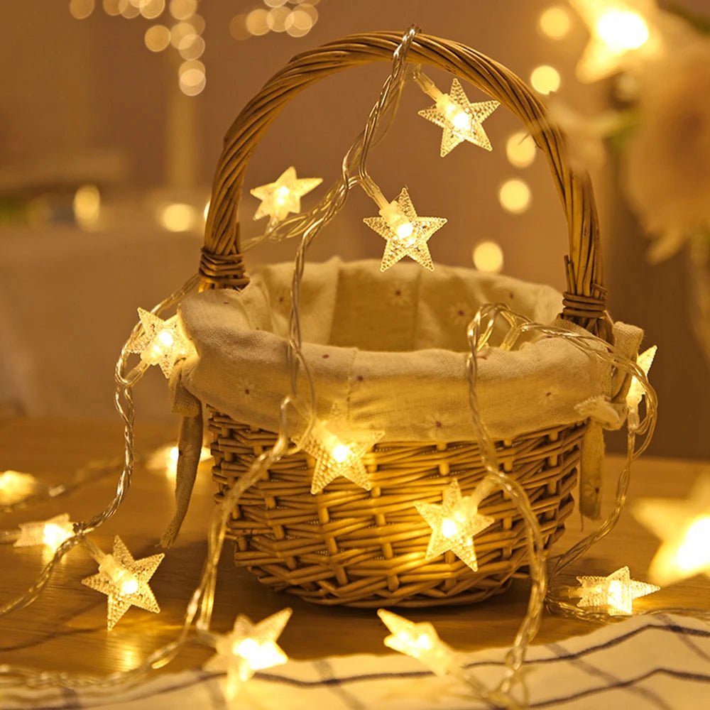 Led estrela luzes de fadas ao ar livre luzes corrente guirlanda lâmpada luzes da corda festa casa casamento terraço jardim decoração natal