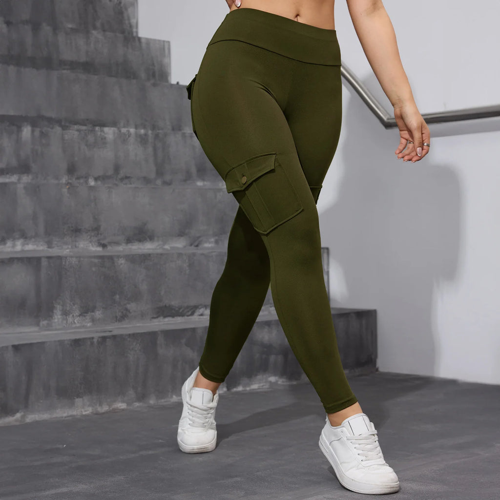 2PCS Women's High-Waisted Hip-Lift Leggings with Pockets, Skinny Stretch Solid Color Fitness Sports Pants for Daily Wear, Outdoors, and Running