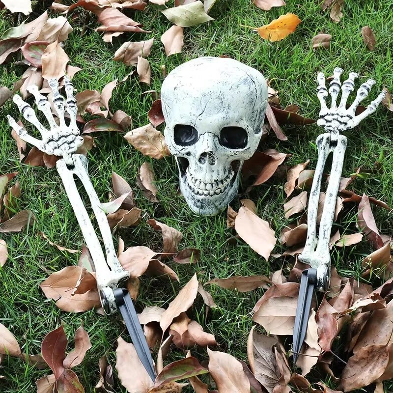 Decorações de Halloween para Casa: Cabeça de Esqueleto, Adereços Assustadores para Exterior, Mãos de Crânio Realistas, Pegadinhas para Quintal, Suprimentos para Festas e Festivais - Kasa & Pet