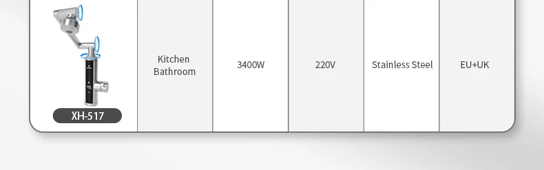 Fudeer 3400W 220V Cozinha Elétrica Aquecedor de Água Torneira Instantânea de Aço Inoxidável Torneira de Água Aquecedor Torneira de Aquecimento Frio