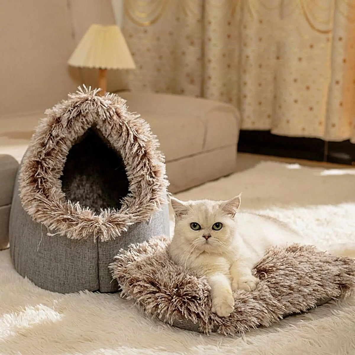 Casa para animais de estimação para pequeno cão gato cama casa portátil fechado pelúcia pet gatinho ninho inverno quente macio pet caverna canil sono profundo sofá