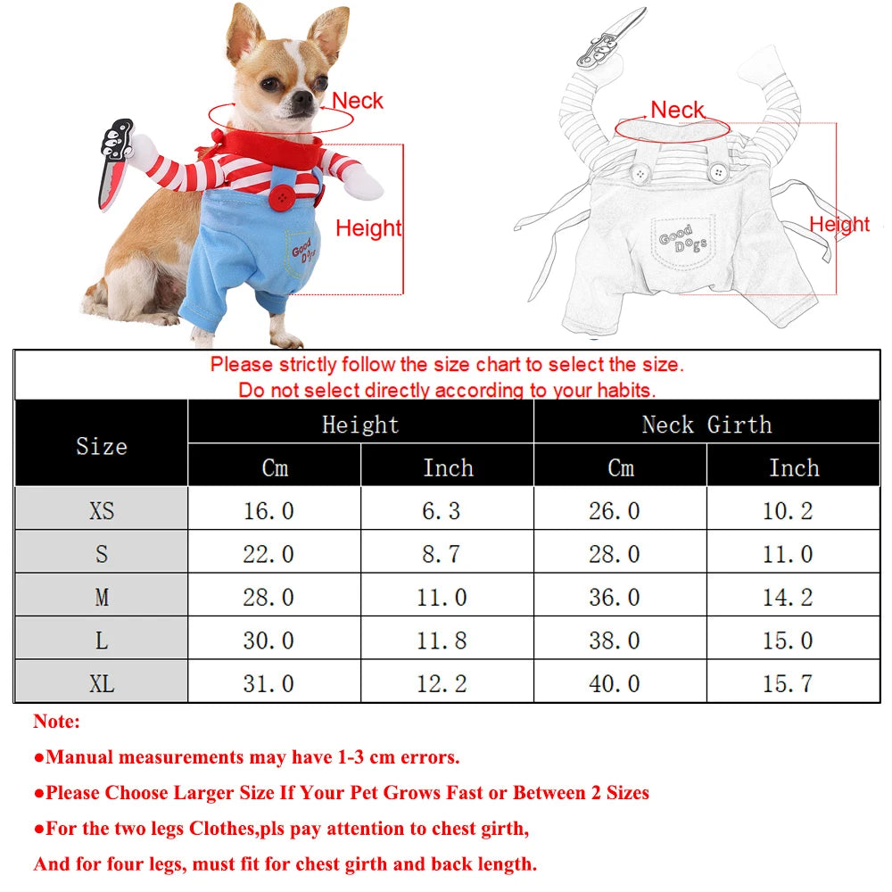 Engraçado roupas para animais de estimação halloween gato trajes cosplay camisa cão macacão segurando faca conjunto filhote de cachorro gatinho vestuário festa presentes suprimentos