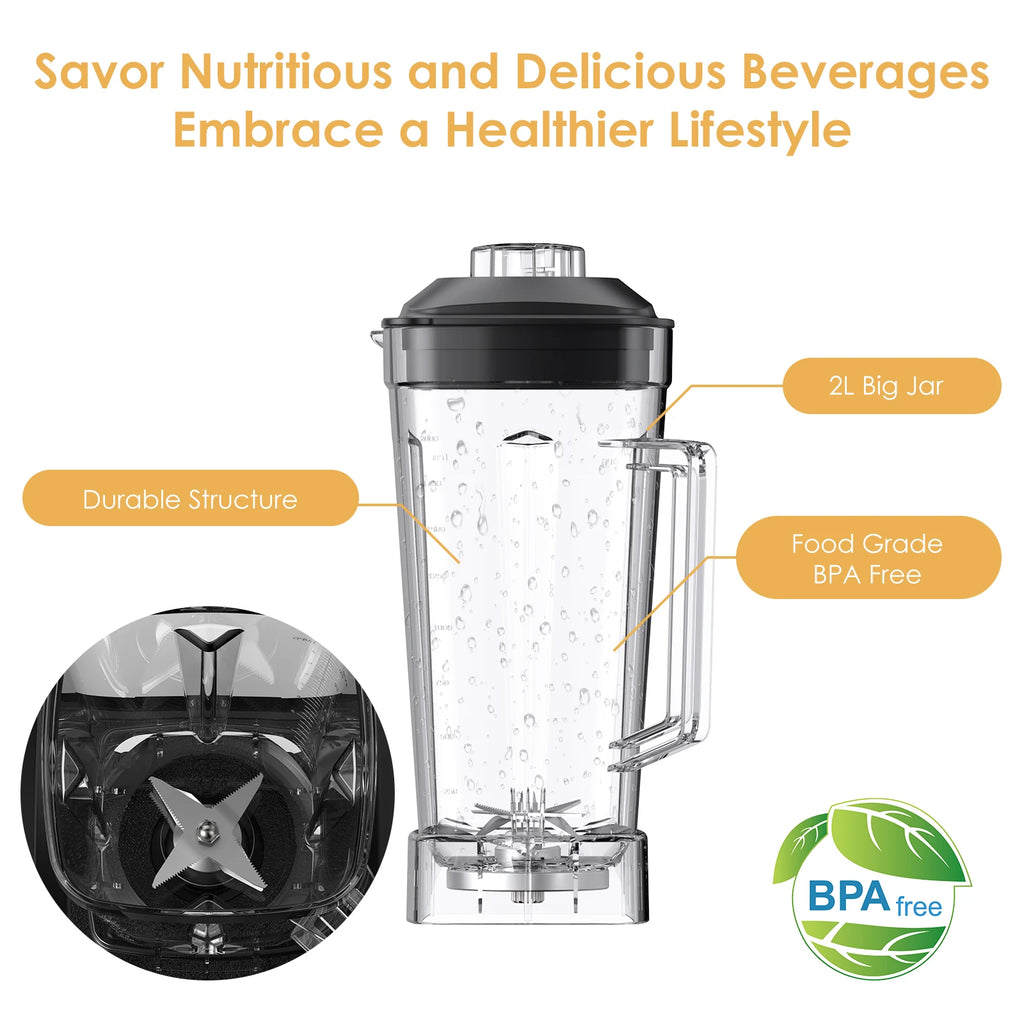 Bpa livre 3hp 2200w liquidificador de grau comercial resistente misturador espremedor processador alimentos alta potência smoothie gelo barra liquidificador frutas