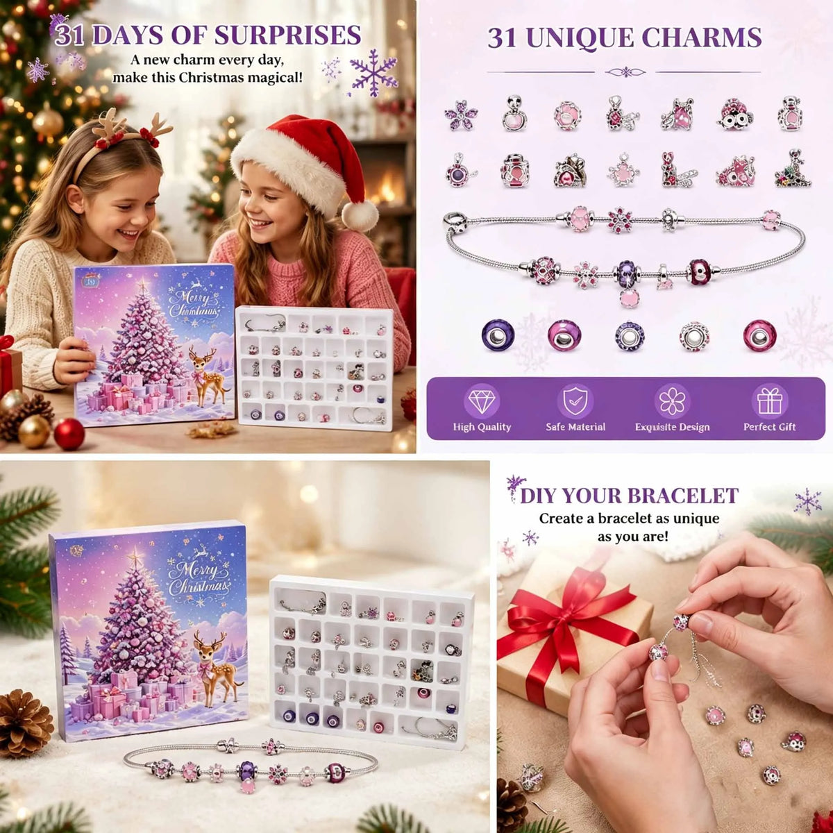 Calendário do Advento de Natal, calendário de contagem regressiva de 31 dias, lembrancinhas para festas, presente de Natal perfeito, presente de Natal para mulheres.