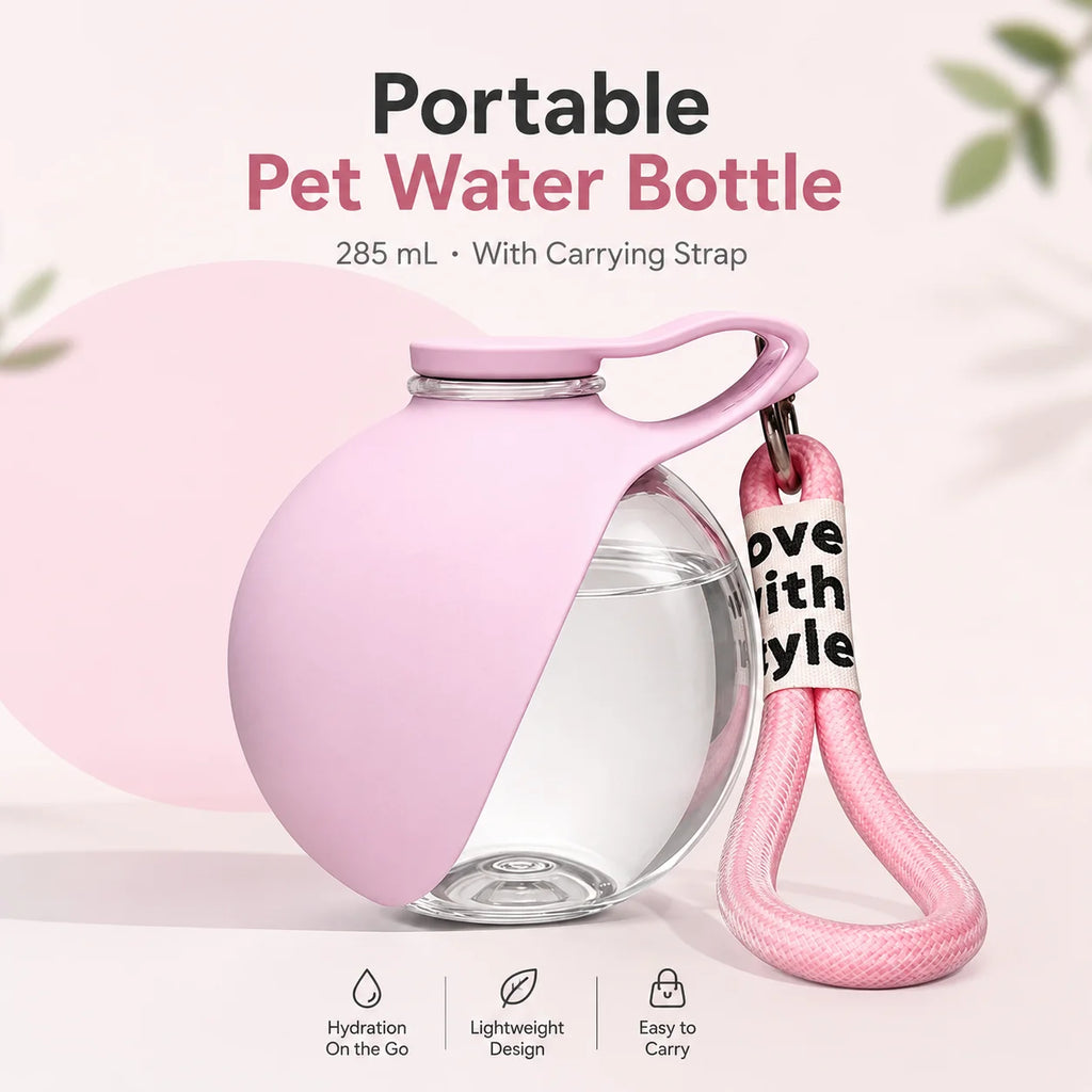 1 Garrafa de Água Portátil para Animais de Estimação, Copo de Água Redondo Transparente, Dispensador de Água à Prova de Vazamentos para Passeios com Cães, Caminhadas ao Ar Livre e Viagens.