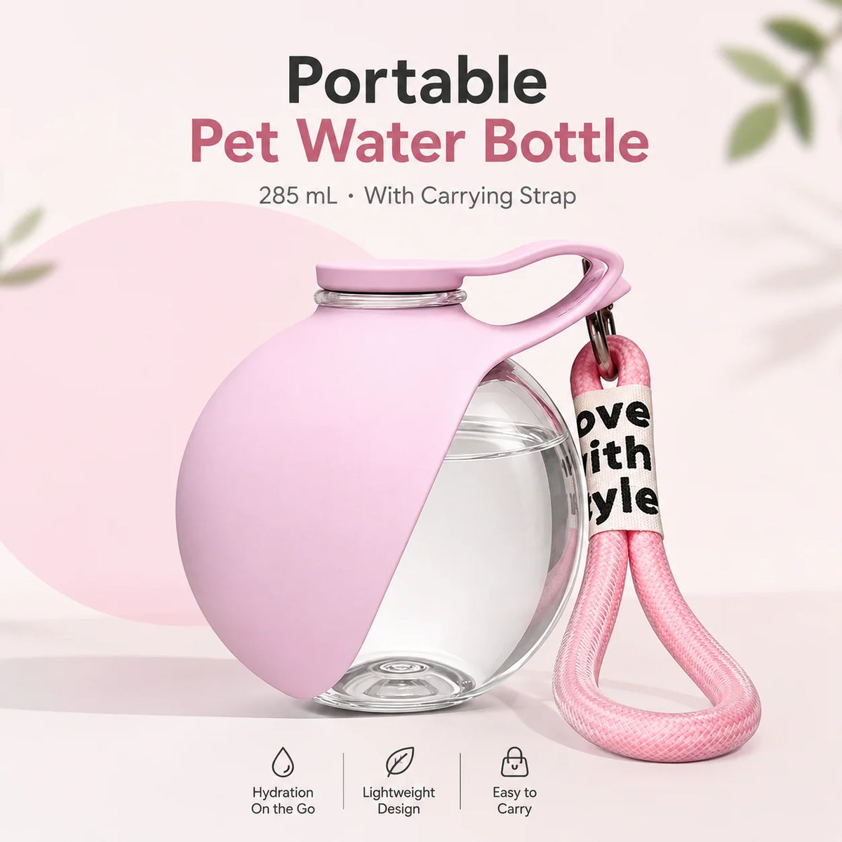 1 Garrafa de Água Portátil para Animais de Estimação, Copo de Água Redondo Transparente, Dispensador de Água à Prova de Vazamentos para Passeios com Cães, Caminhadas ao Ar Livre e Viagens.