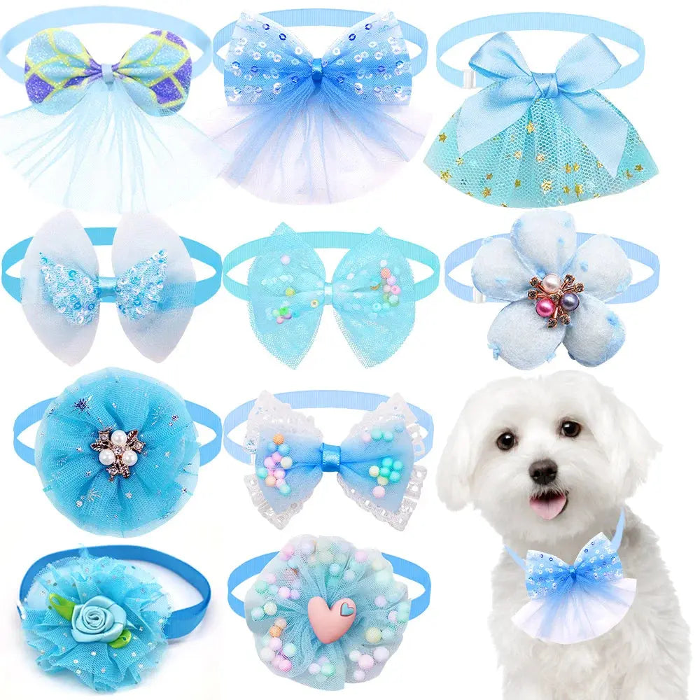 50ps pequeno cão gato bowtie bonito em massa rendas pet cão bowties colar para cães aliciamento acessórios suprimentos para animais de estimação para cães pequenos Kasa & Pet