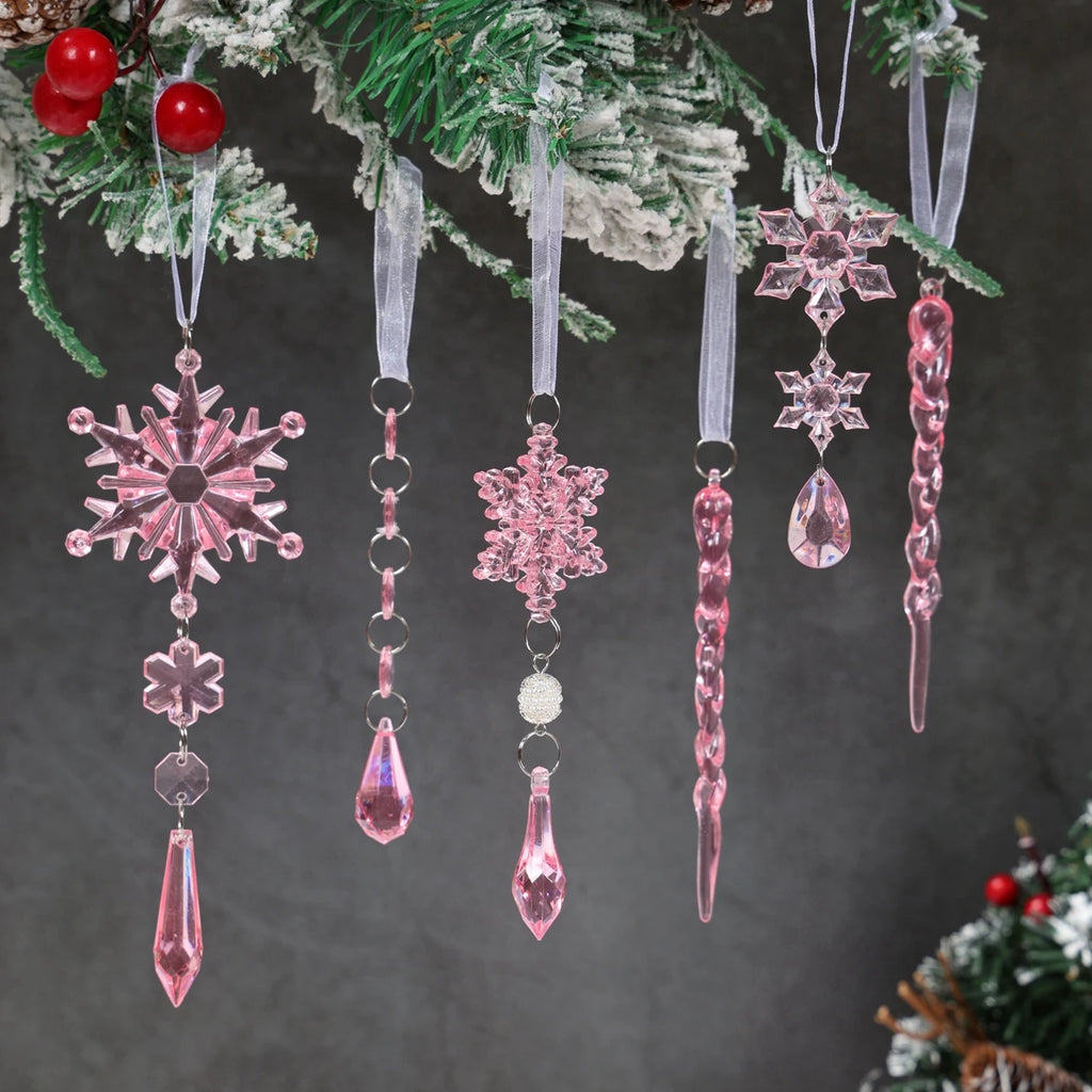 Ornamentos de cristal acrílico de natal decoração de festa de natal 2025 natal floco de neve enforcamentos navidad natal presente de ano novo 2026
