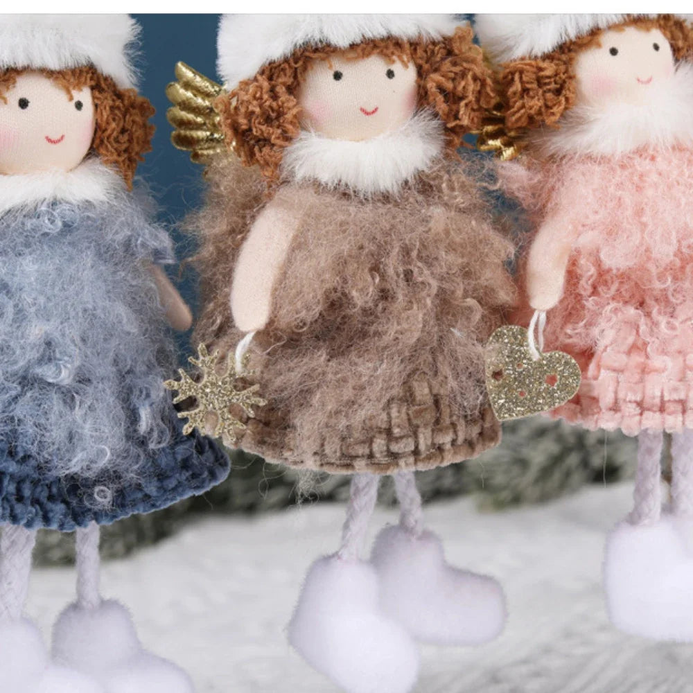 Natal Pendurado Malha Sequin Saia, Anjo Xmas Árvore Pingente Enfeites, Decoração de Casa, Noel, Presentes, 2022