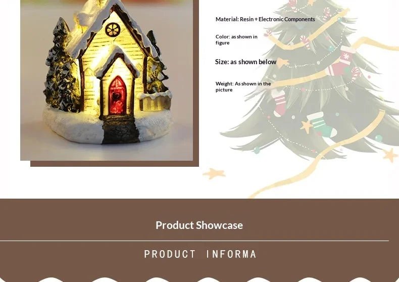 Natal led luz casa enfeites de árvore de natal led resina pequena vila casa natal brilho decoração presente feliz ano novo decorações dc05