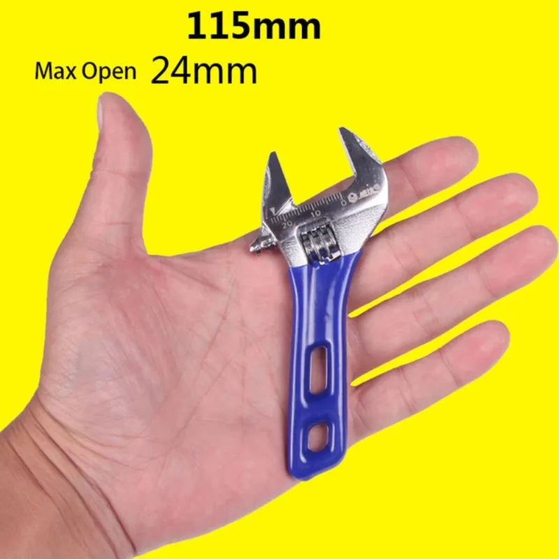 Chave Ajustável de Grande Abertura 4/5/6/8 Polegadas, Chave Multifuncional Doméstica de Cabo Curto para Tubos de Água e Banheiro para Manutenção