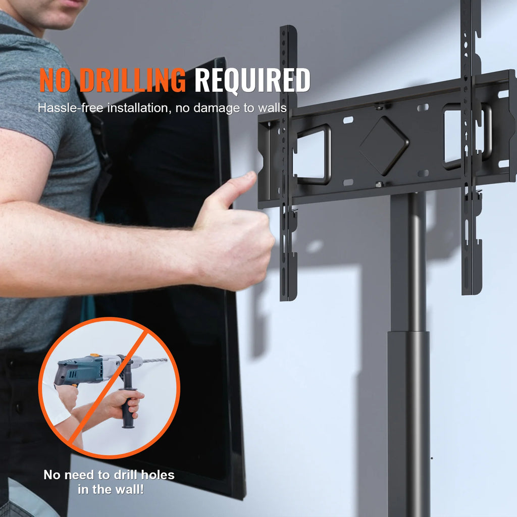 SucceBuy Suporte de TV giratório alto para TV de 32-65/70 polegadas com altura ajustável Suporte de TV portátil para piso Max VESA 600 x 800 mm