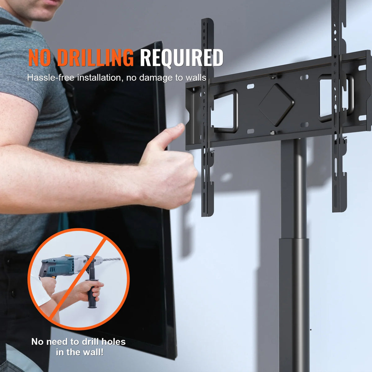 SucceBuy Suporte de TV giratório alto para TV de 32-65/70 polegadas com altura ajustável Suporte de TV portátil para piso Max VESA 600 x 800 mm