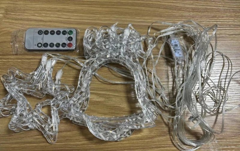 Cortina de Luzes de Natal, Luzes de Fada, 3M, Alimentação USB, Controle Remoto, 8 Modos, Decorações LED para Janelas de Casa