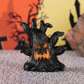 【A】Decoração de Árvore Assustadora Iluminada para Halloween com Luz LED Quente, Construção em Resina para Festa de Halloween, Decoração de Mesa e Casa Assombrada